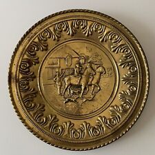 Vintage 12” Charger Wall Hanging Equestrian Theme Brass Embossed picture