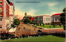 Vtg 1940s Pennsylvania Avenue Washington DC Unused Linen Postcard picture