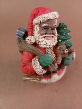 Lot of Two Vintage Cast Resin Roly Poly Santa Clauses Unique Round Bottom  picture