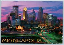 Night Lights Skyline Minneapolis Minnesota MN Continental 4X6 Postcard June 1995 picture