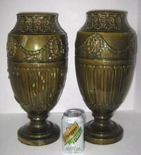 Large Antique Neoclassical Green Aventurine Rookwood Pottery Vases Lamp Bases picture