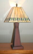 STAINED GLASS LAMP Bronze Prairie Arts & Crafts Mission Square Shade Modern picture