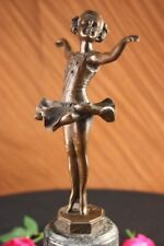 Signed Preiss Young Girl Ballerina Bronze Green Marble Sculpture Figurine Figure picture