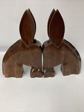 Vintage Wood Carved Mule/Donkey Bookends Made in Haiti  picture