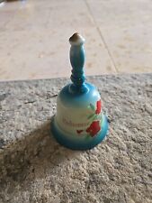 VINTAGE Blue Bahamas Hibiscus Flower Ceramic Bell #F39 Great Condition  picture