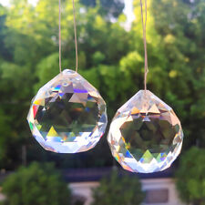 2PC Fengshui Faceted Prism Ball Suncatcher Crystal Hanging Chandelier Pendant picture