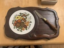 Vintage Retro Wooden Cheese Appetizer Board Serving Tray Made in Japan L14.75