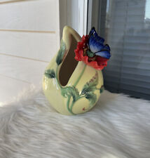 Franz Sweetheart Poppy & Butterfly design Sculptured Porcelain SM Vase FZ00656 picture