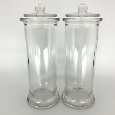 VTG Pair of Ann's House Of Nuts Glass Apothecary Jars With Sealing Lids 9 3/4” picture