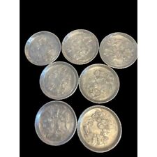 Set of 7 EVERLAST Forged Aluminum Coasters with Embossed Floral - 3.5