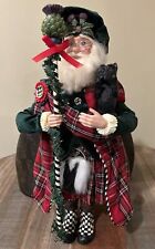 MacKenzie Childs Scottish Courtly Check Santa Clause with Scottie Dog 20” Tall picture