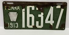 1913 Pennsylvania Porcelain License Plate 16347 Penna License Plates Auto Tag picture