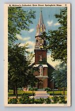 Springfield MA-Massachusetts, St Michaels Cathedral, c1949 Vintage Postcard picture