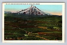 Mount Hood OR- Oregon, Aerial Mount Hood And Hood River Valley, Vintage Postcard picture