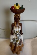 Vintage  Handmade Fired Clay Jamaican Lady Figurine - Folk Art~ Beautiful Woman picture
