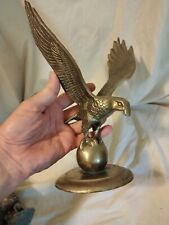 Vintage Solid Brass American Bald Eagle 10 In Tall Beautiful Piece picture