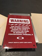 Rare Oakley WARNING Plate Display Vintage picture