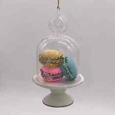 Wondershop Pastel Macarons in Glass Cloche Cake Dome Stand Christmas Ornament picture