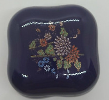 Cobalt Blue Japanese Trinket Box Made in Taiwan Republic of China picture