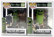 Funko Pop Rick & Morty Pickle Rick #332 & #333 Set of 2  with POP Protectors picture