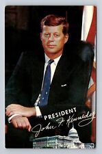 Washington DC, Portrait John F Kennedy, White House, Vintage Souvenir Postcard picture