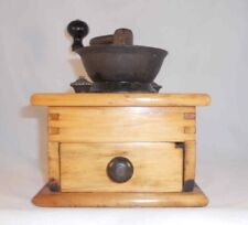 Antique Wood & Cast Iron Manual Coffee Spice Mill Grinder Repaired & Refinished picture