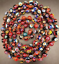 Antique Venetian Millefiori Italian Art Glass Hand Knotted Strand Of 107 Beads picture