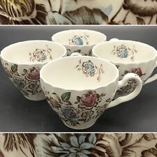 Johnson Brothers Staffordshire Bouquet Teacups 4pc 1973-79 Made in England 6oz picture