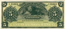 Costa Rica - 5 Pesos, Unsigned - P-S163r1 - 1899 dated Foreign Paper Money - Pap picture