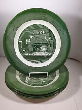 Vintage Colonial Homestead by Royal Green Transferware Dinner Plates Set of 4 picture