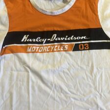 2003 Vintage Harley Davidson Women’s Size XL T Shirt 21”X26” Orange &  White picture
