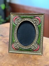 Antique French Gilt Bronze Pink and Green Guilloche Enamel Picture Frame picture