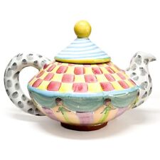 Rare MacKenzie Childs Wallcourt Imrie Teapot Hand-Painted 1997 Retired VTG picture