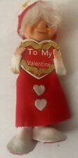 Vintage Rene D Lyons Valentine Doll Girl Ornament w/Felt Clothes picture