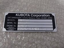Kubota U17-3 2014 -2019 SVL75 Excavator Data Plate Aluminum Engraved picture