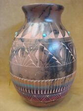 Navajo Indian Hand Etched & Painted Horse Hair Pottery by Mirelle Gilmore picture