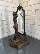 Antique Bronze Statue Woman Combing In Front of Mirror Emile Pinedo 1840-1916 picture