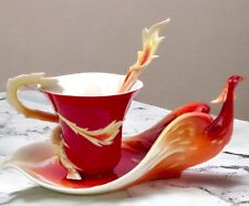 Franz PHOENICIAN FLIGHT Bird Porcelain Teacup, Saucer & Spoon FZ01739 3pc Set picture