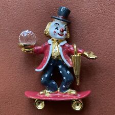 Vtg Spoontiques Clown Skateboard Pewter Gold Plate Swarovski Crystal Ciircus EUC picture