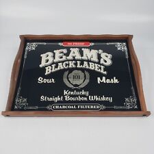 Vintage Jim Beam Beam's Black Label Mirrored Wooden Tray picture