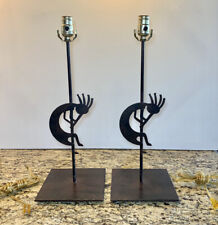 Pair Of Metal Art Kokopelli Southwest Table Lamps Lights Art Decor Rust Patina picture