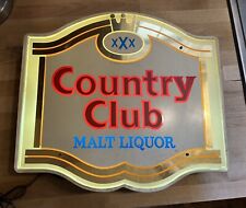 VINTAGE COUNTRY CLUB MALT LIQUOR LIGHT UP SIGN 17” x 15” x 3” TESTED WORKS picture