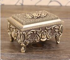 ONCE UPON A DREAM  GOLD VINTAGE METAL  FLOWER MUSIC BOX picture