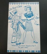 WW 11 Vintage Military 1942 Comic / Cartoon Type Card ~ WW2 picture