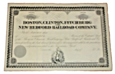 1869 BOSTON CLINTON & FITCHBURG UNISSUED STOCK CERTIFICATE picture