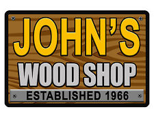 Personalized WOODSHOP EST. Sign Printed w YOUR NAME QUALITY Gloss Aluminum D#415 picture