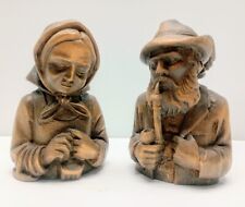 Vintage Hand Carved Jobin Brienz Swiss Wood Carvings Old Man & Woman Couple Art picture