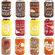 12x Thanksgiving Can Sleeves for Beer Soda Cold Drink, Fall Party Supplies, 12oz picture