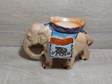 Decorative Brown Ceramic Elephant Ashtray And Cigarette Holder Made In Japan picture