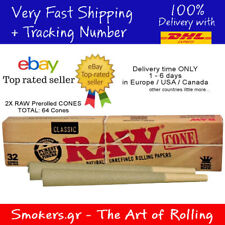 2x RAW Classic Pre-Rolled Cones King Size - Pack of 32 Cones Total: 64 Cones picture